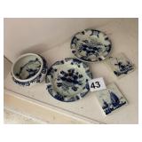 DELFT ASH TRAYS, HANGING MINI TILES, DISH