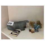 ESKIMO ART WALRUS FIGURE, WADE ROSE TEA FIGURES,
