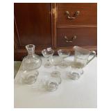 CHAMPAGNE GLASSES, VASE W/ CHIP, PITCHER, ETC.