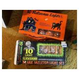 HALLOWEEN LIGHTS PUMPKINS AND SKELETONS