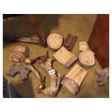 WOODEN BIRDS ON DRIFTWOOD, ASSORTED WOOD PIECES