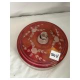 ETCHED CRANBERRY LIDDED 3 PART DIVIDED CANDY DISH