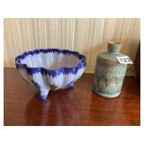 PEDESTAL PORTUGAL FOOTED HAND PAINTED BOWL,