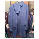 BLUE WOOL MILITARY DRESS COAT, MOTH DAMAGE