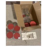 BOX OF SEVERAL PLASTIC JARS WITH LIDS AND EMPTY
