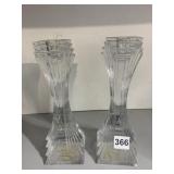 PAIR OF HEAVY CRYSTAL CANDLE STICKS