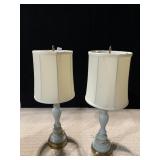 PAIR OF LAMPS W/ SHADE SATIN FINISH