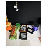 LIGHTS, BOX, BROWN PURSE ETC.