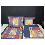 KING SIZE PATCHWORK DENIM LOOK QUILT WITH 2