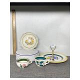 STANGL POTTERY TIDBIT TRAY, TEACUPS AND FLOWERED