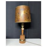 MCM WOOD BASE LAMP, HOLE IN SHADE