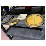 SHADOW BOX AND OVAL PICTURE FRAME AND MIRROR