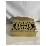 WOOD LIFT TOP BOX W/ 3 COMPARTMENTS