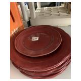 red dinner plates and 1 bread and butter