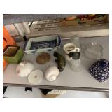 METAL FISH, SEASHELL, PLANTER, PITCHER W/ PLATED