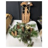 MINI WOOD SLED AND GREENERY