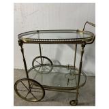 VINTAGE STURDY TEA CART W/ OVAL GLASS INSERT