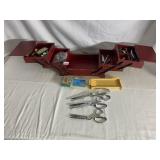 FOLD OUT SEWING BOX AND SCISSORS WISS SCISSORS,