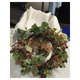 KURT ADLER FABRIC ANGEL AND BERRY WREATH, NEW