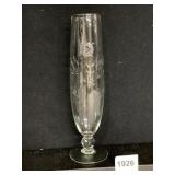 ETCHED GLASS FOOTED BUD VASE