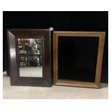 WOOD FRAMED MIRROR 18" X 24" & WOOD PICTURE FRAME