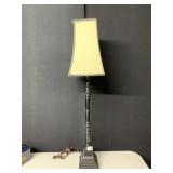 36" TALL BEIGE AND BLACK POLE LAMP