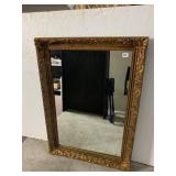 GOLD FRAMED MIRROR W/ DECORATED BORDER