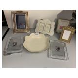 LENOX CANDY DISH, PORCELAIN FRAMES, CRYSTAL
