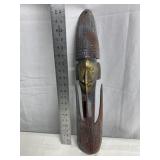 CARVED WOOD FIGURE LONG FACE WALL HANGING