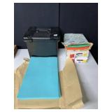 FILE BOX, 3 REAMS OF COLORED PRINTER PAPER, LEGAL