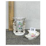 ROYAL CROWN DERBY TRINKET DISH AND HAND PAINTED