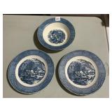 CURRIER AND IVES PLATES AND BOWL