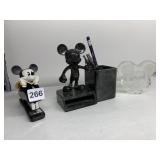 MICKEY STAPLER, PEN HOLDER, GLASS PAPER WEIGHT,