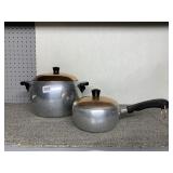 WEAR EVER 6 QT AND 1.5 QT COPPER TOP POTS, NICE