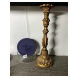 7 CUP PYREX GLASS BOWL WITH LID AND 18" GOLD TONE