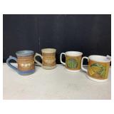 2 PAIRS OF MATCHING MUGS, SPIRITUAL POTTERY MUGS