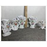 HAND PAINTED VASES FRENCH ONE W/ HAIRLINE AND ONE