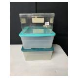 3 STORAGE CONTAINERS WITH LIDS, 16X10X6