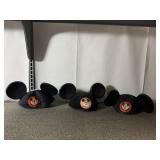 3 VINTAGE MICKEY MOUSE EARS, ONE EMBROIDERED