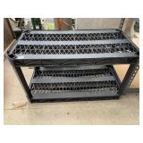 BLACK PLASTIC SHELVING UNIT WITH TWO SHELVES 36"W