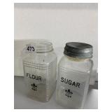 2 OLD FLOUR AND SUGAR JARS