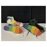 2 PAIR OF CONVERSE HIGH TOPS SNEAKERS, RAINBOW,