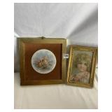 CHERUB FRAMED PORCELAIN AND LITTLE GIRL PRINT