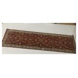 RUG RUNNER BEIGE AND RED 86" X 24" MACHINE MADE