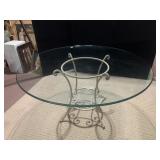 IRON BASE THICK GLASS TOP ROUND TABLE 54" ROUND
