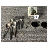 VINTAGE GLASSES, ROSARY BEADS, FLATWARE