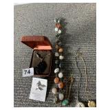 NATURAL STONE NECKLACE, LOCKET, ETC.