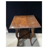 OAK TWO TIER TABLE W/ BEADED EDGE