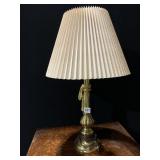 BRASS LAMP W/ PLEATED SHADE