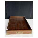 23X17 LARGE WOODEN SERVING TRAY WITH BRASS